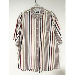 Dockers 90S by Levis XL Short Sleeve Button Down Shirt Striped Cotton Vintage